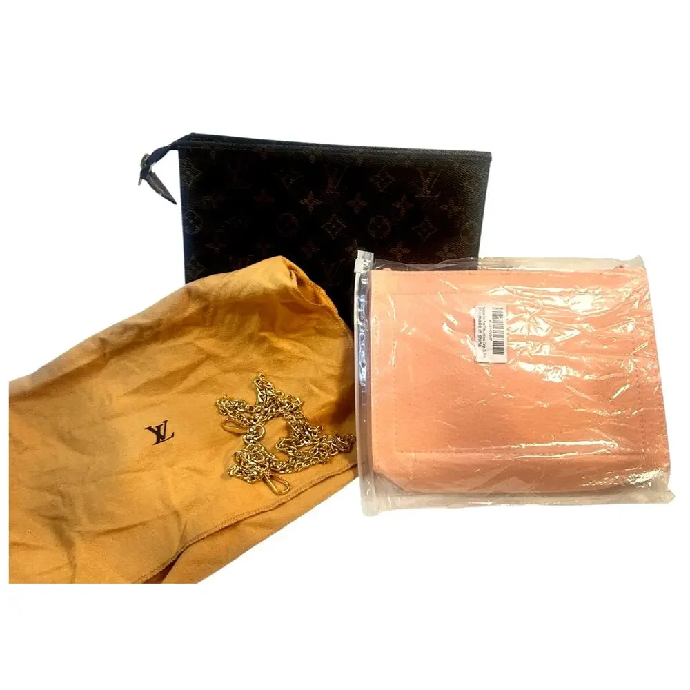 Louis Vuitton Monogram Trousse Toiletry 26 Crossbody Clutch Insert/gold chain